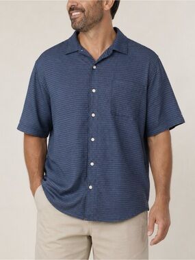 Tommy Bahama XL Tencel Modal Blue Textured Resort Shirt Coastal Golf